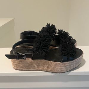 American Eagle Black Fringe Wedges, size 8 (NWT)